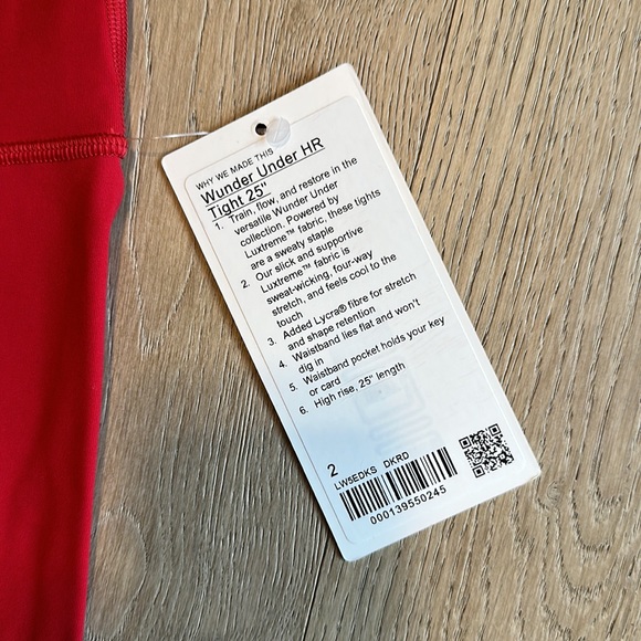 wunder under 25" luxtreme dark red 2022 lunar new year size 2 lululemon nwt - Picture 3 of 15